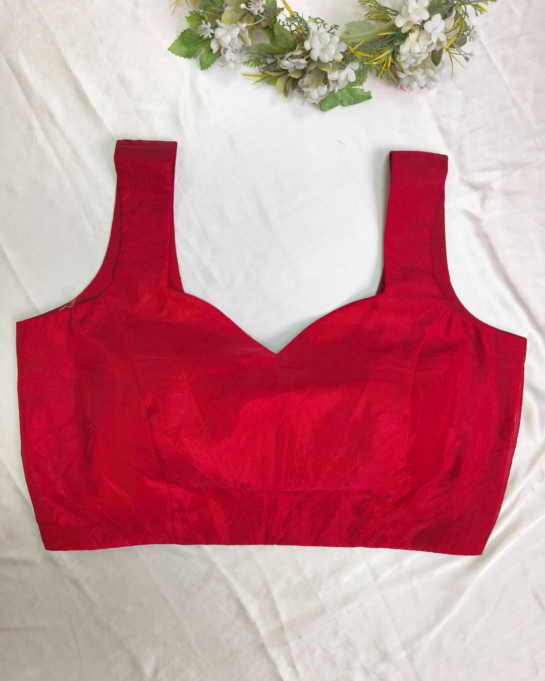Bold Red Silk Blouse – Adjustable Fit (S to XXL)