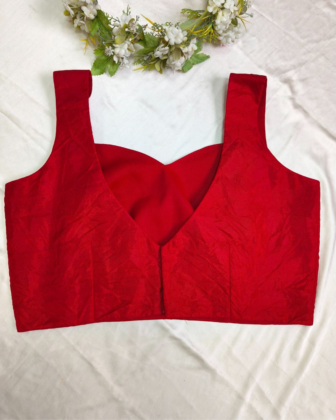 Bold Red Silk Blouse – Adjustable Fit (S to XXL)