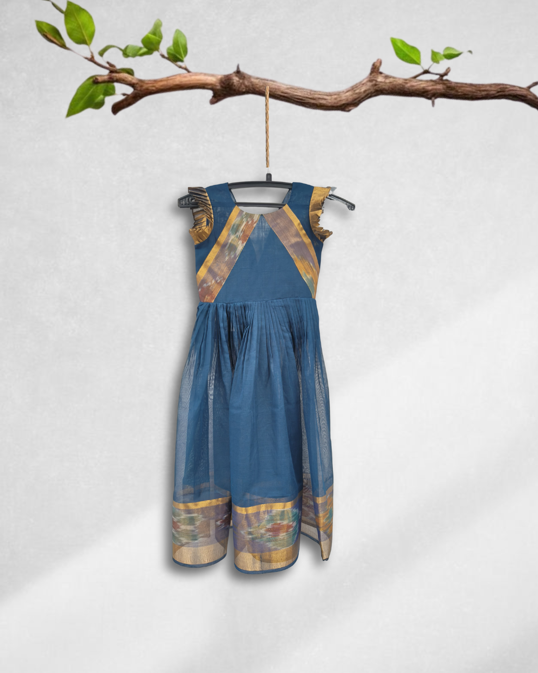 Mom & Daughters Narayanpet Family Set with Ikat Appliqué