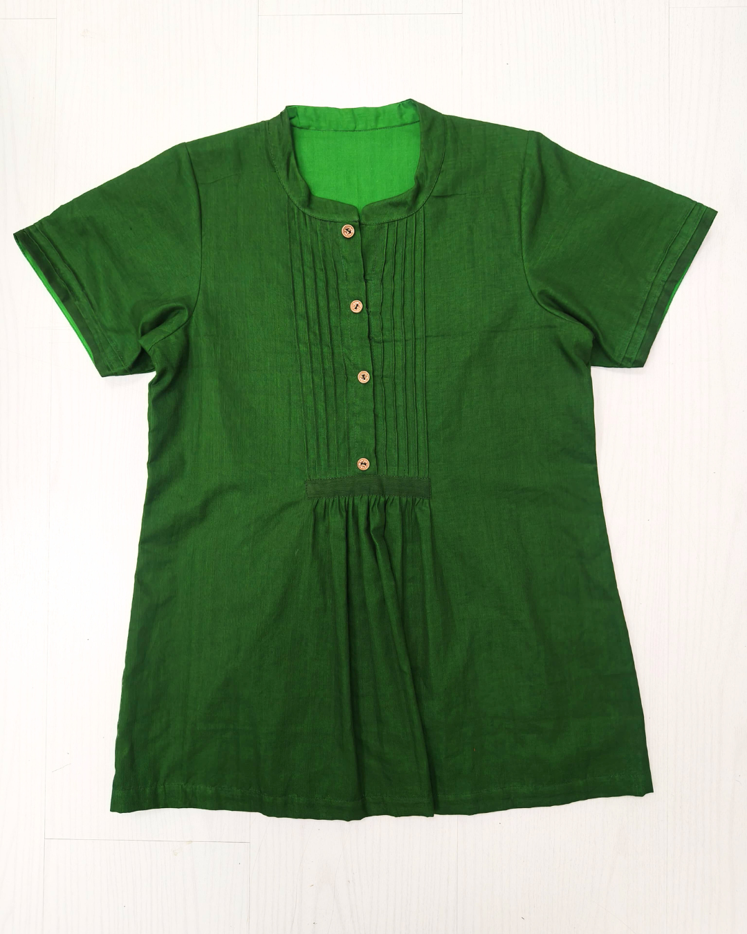 Dark Green Cotton Kurti Top