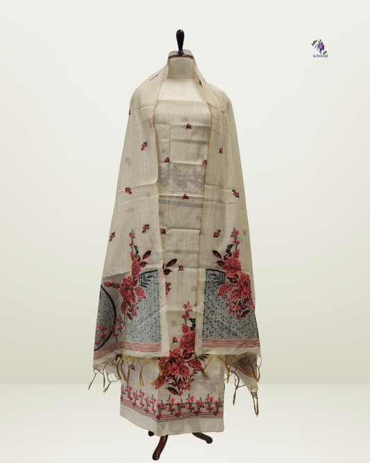 Floral Elegance Chanderi Dress Material