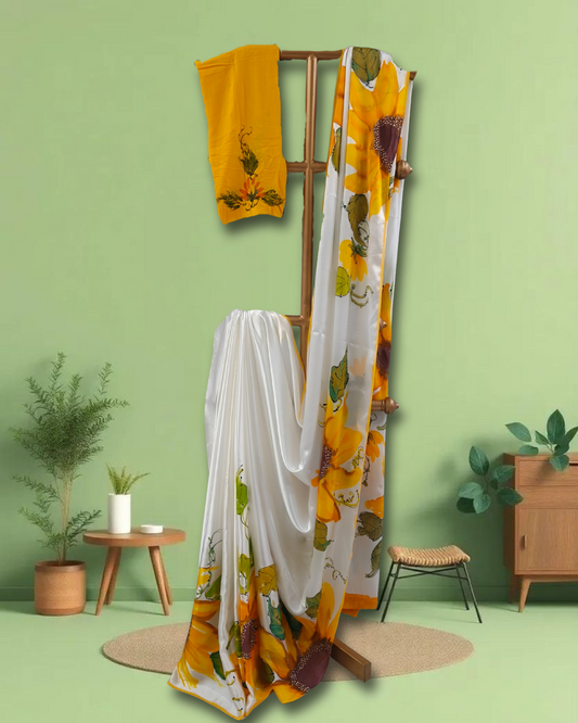 Sunflower pure  Crepe Saree