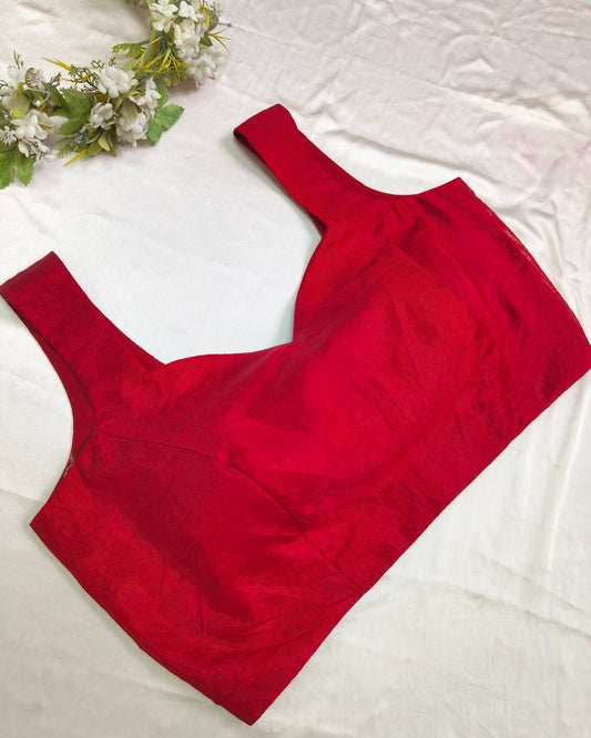 Bold Red Silk Blouse – Adjustable Fit (S to XXL)
