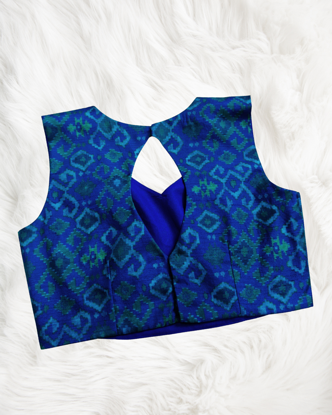 Indigo Ikkat Keyhole Blouse