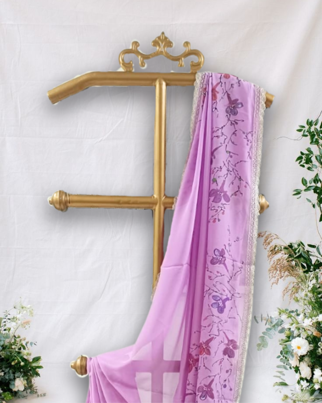 Lavender Dreams Hand-Painted Pure Georgette Saree