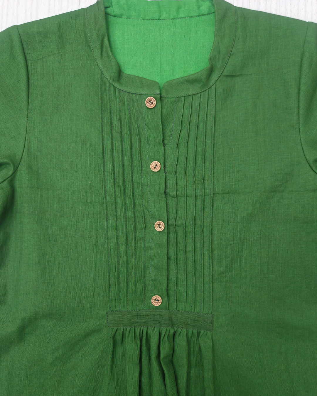 Dark Green Cotton Kurti Top