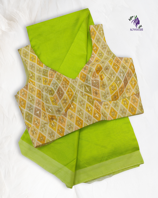 Fancy Blouse with Mangalagiri Pattu Saree