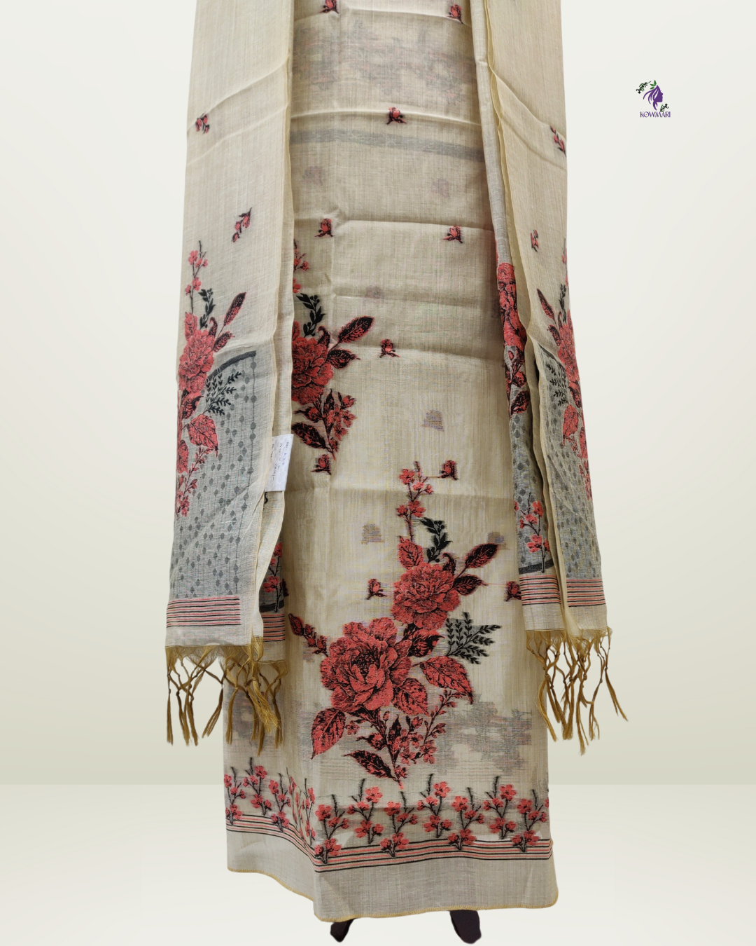 Floral Elegance Chanderi Dress Material