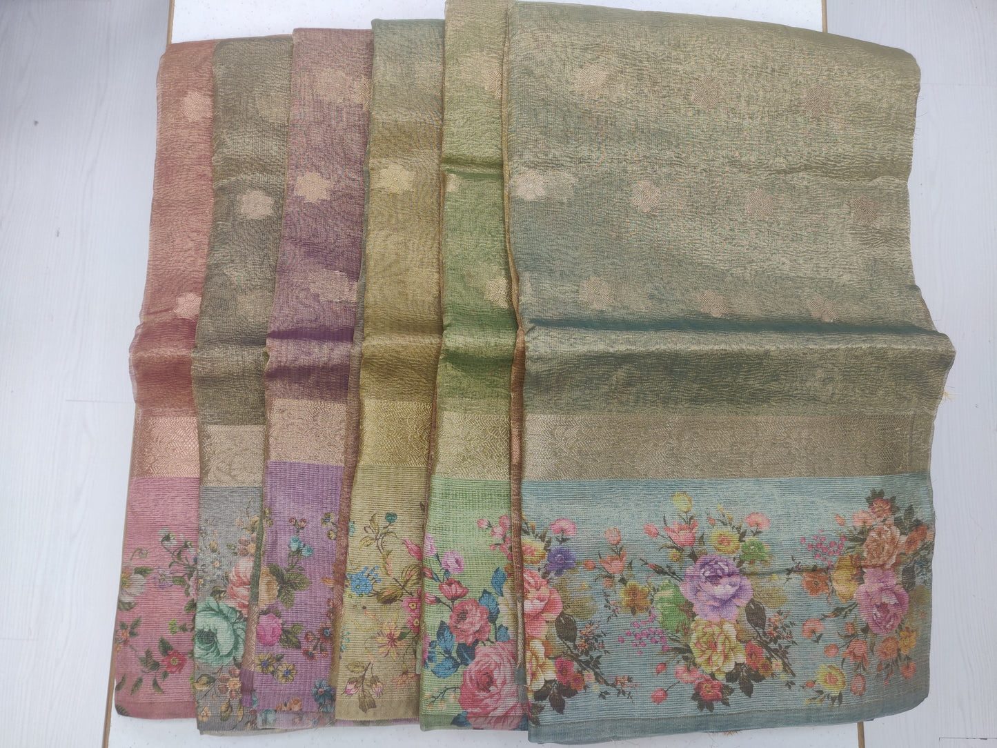 Navyom Silk Zari Floral Tissue Saree