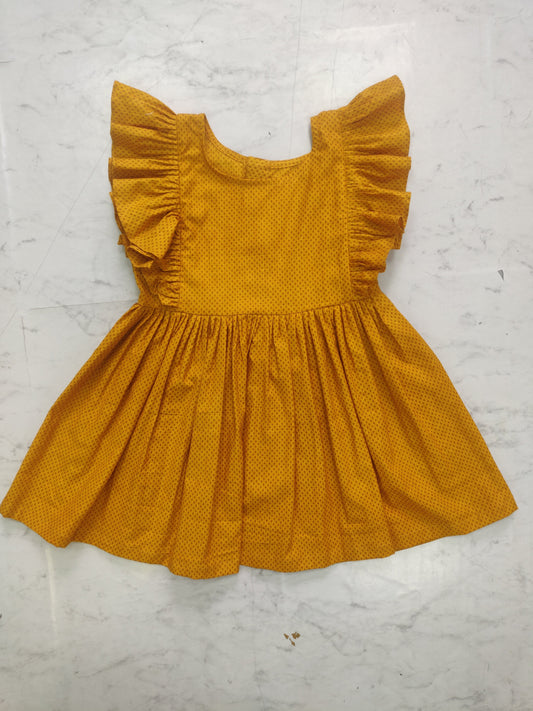 Mustard Yellow Cotton Baby Frock (4 Months)