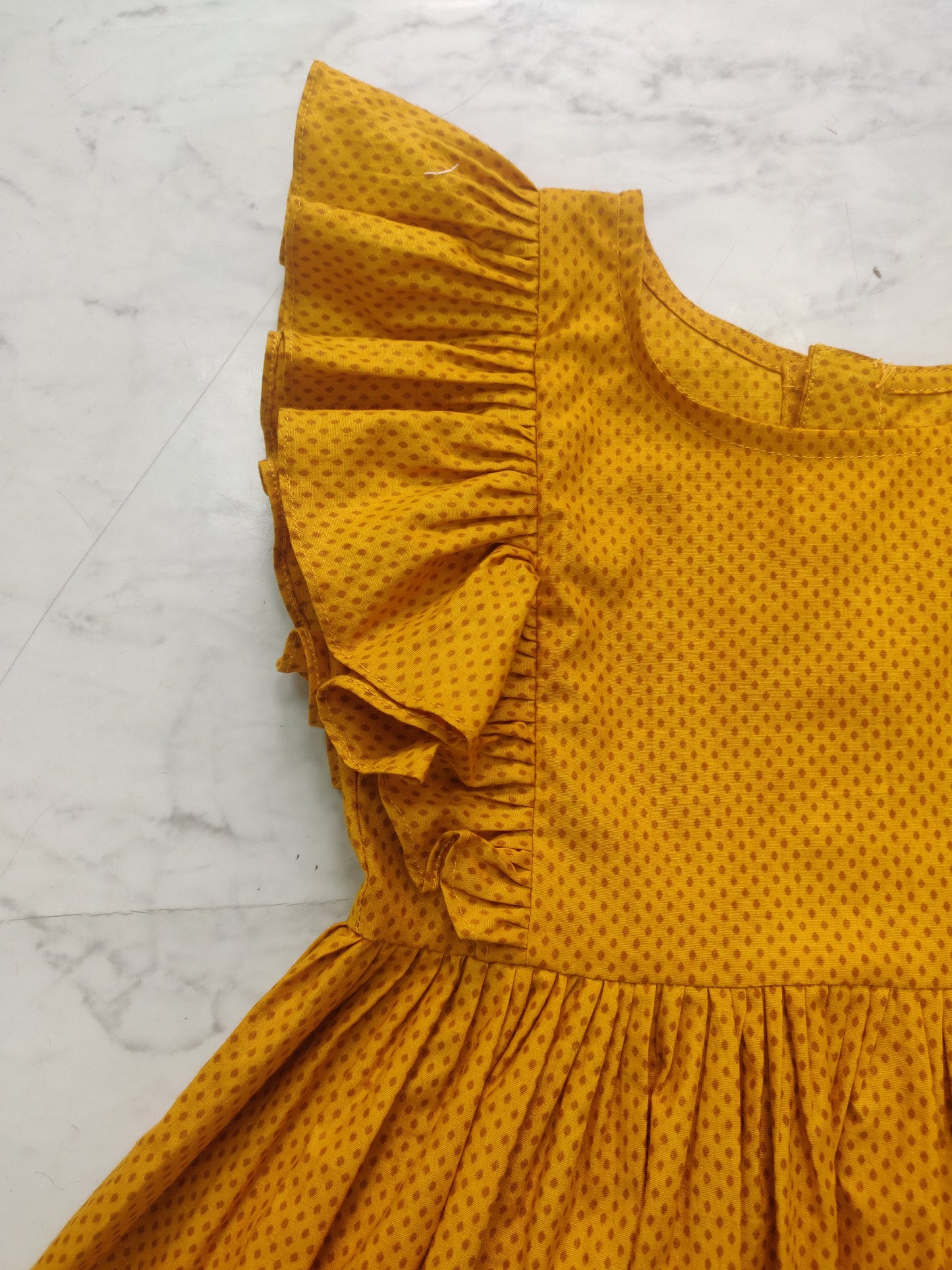 Mustard Yellow Cotton Baby Frock (4 Months)