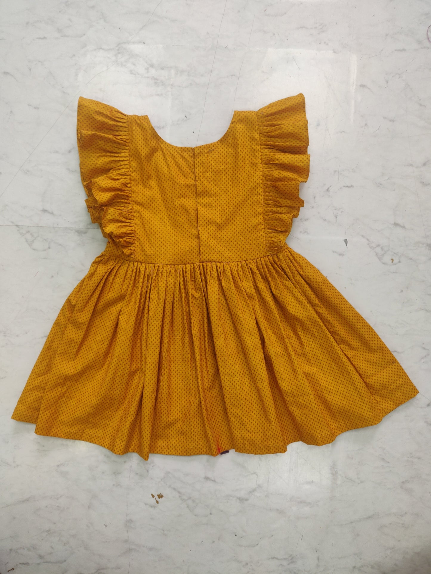 Mustard Yellow Cotton Baby Frock (4 Months)
