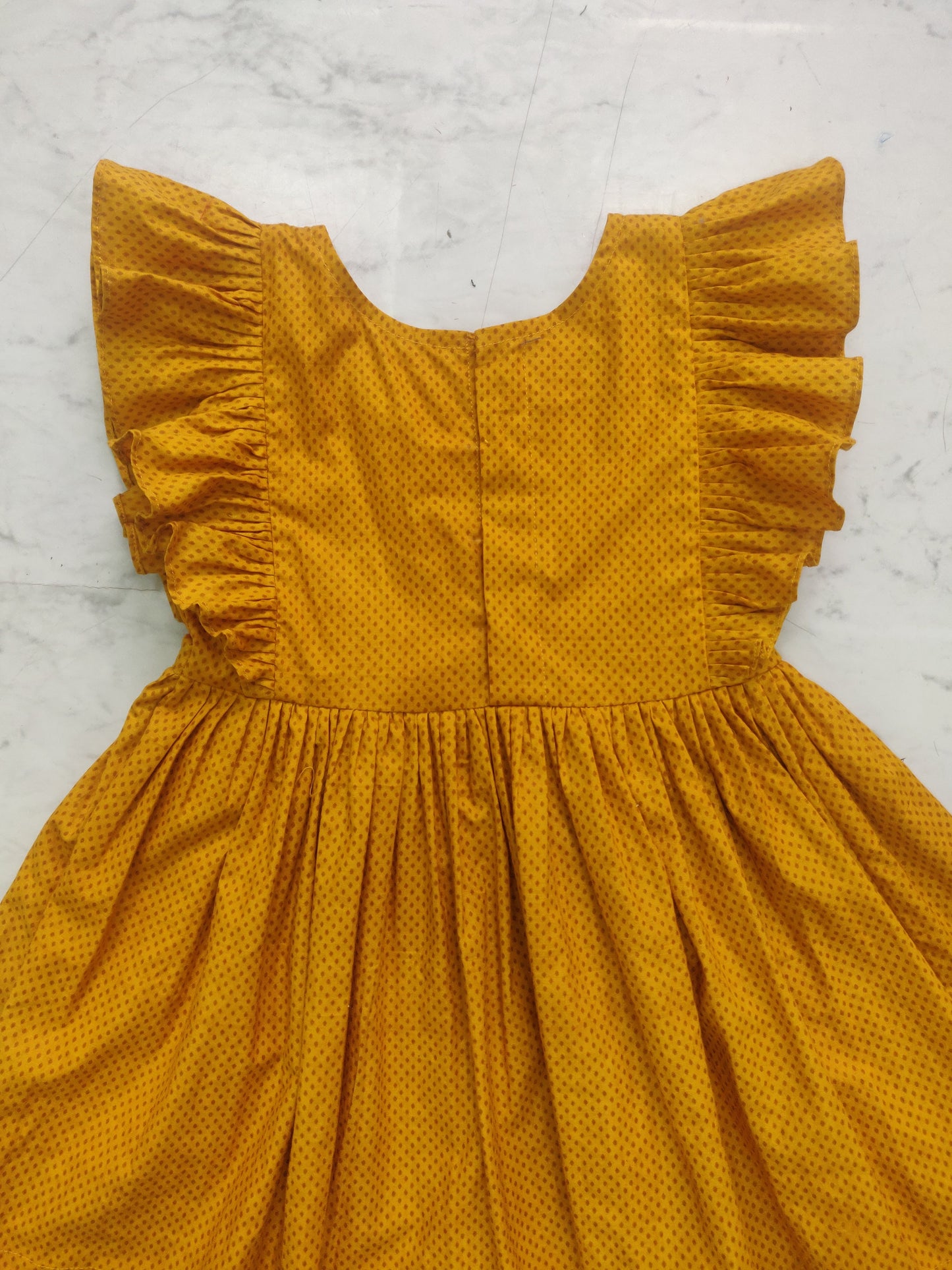 Mustard Yellow Cotton Baby Frock (4 Months)
