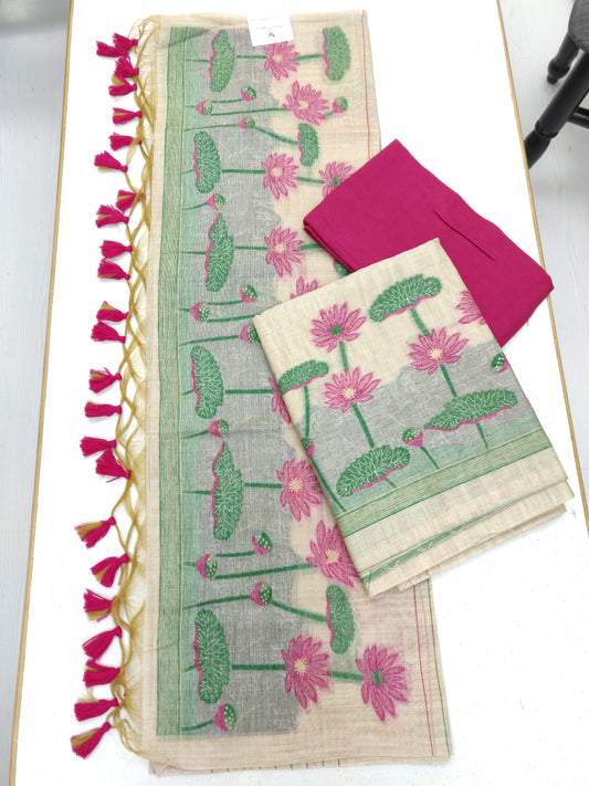 Lotus Bloom Handloom Cotton Suit Set