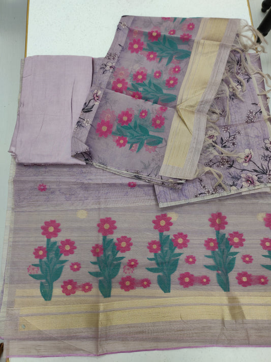 Bloom Charm Korean Tussar Suit Set