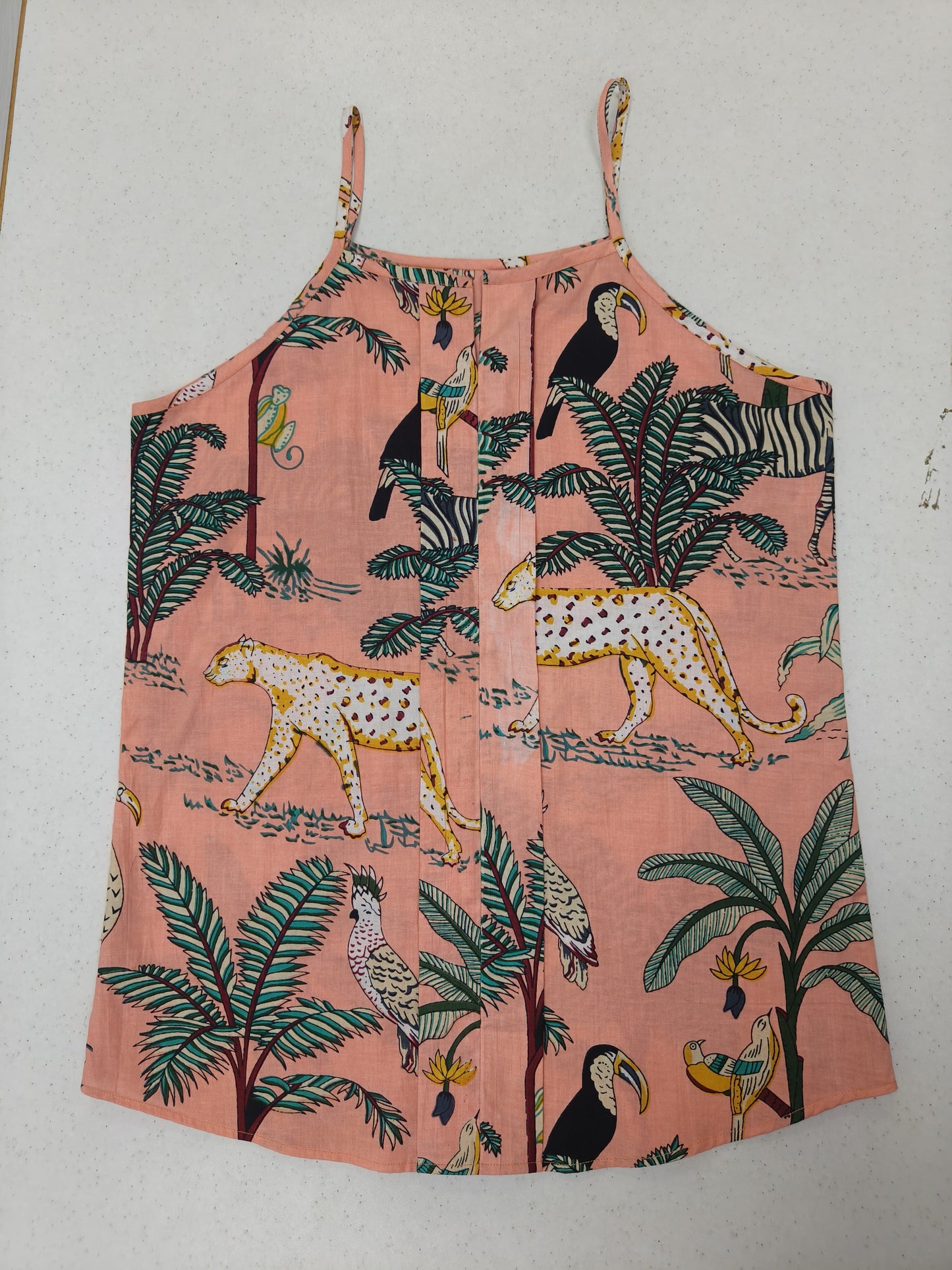 Peach Animal Print Cotton Camisole Top