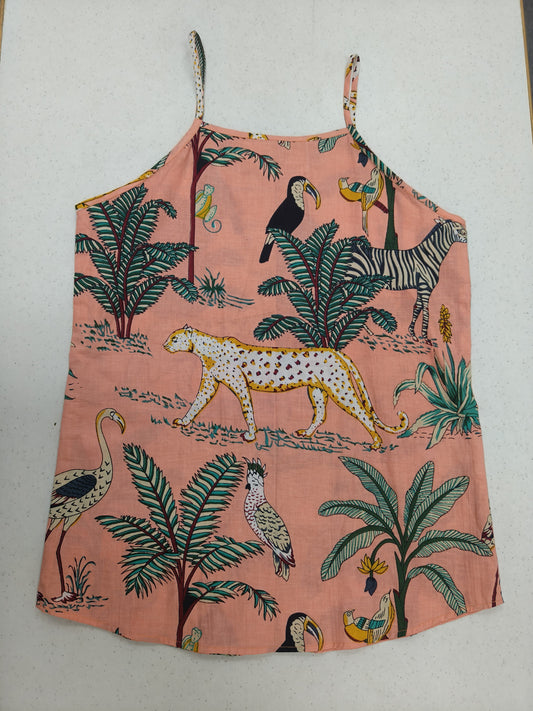 Peach Animal Print Cotton Camisole Top