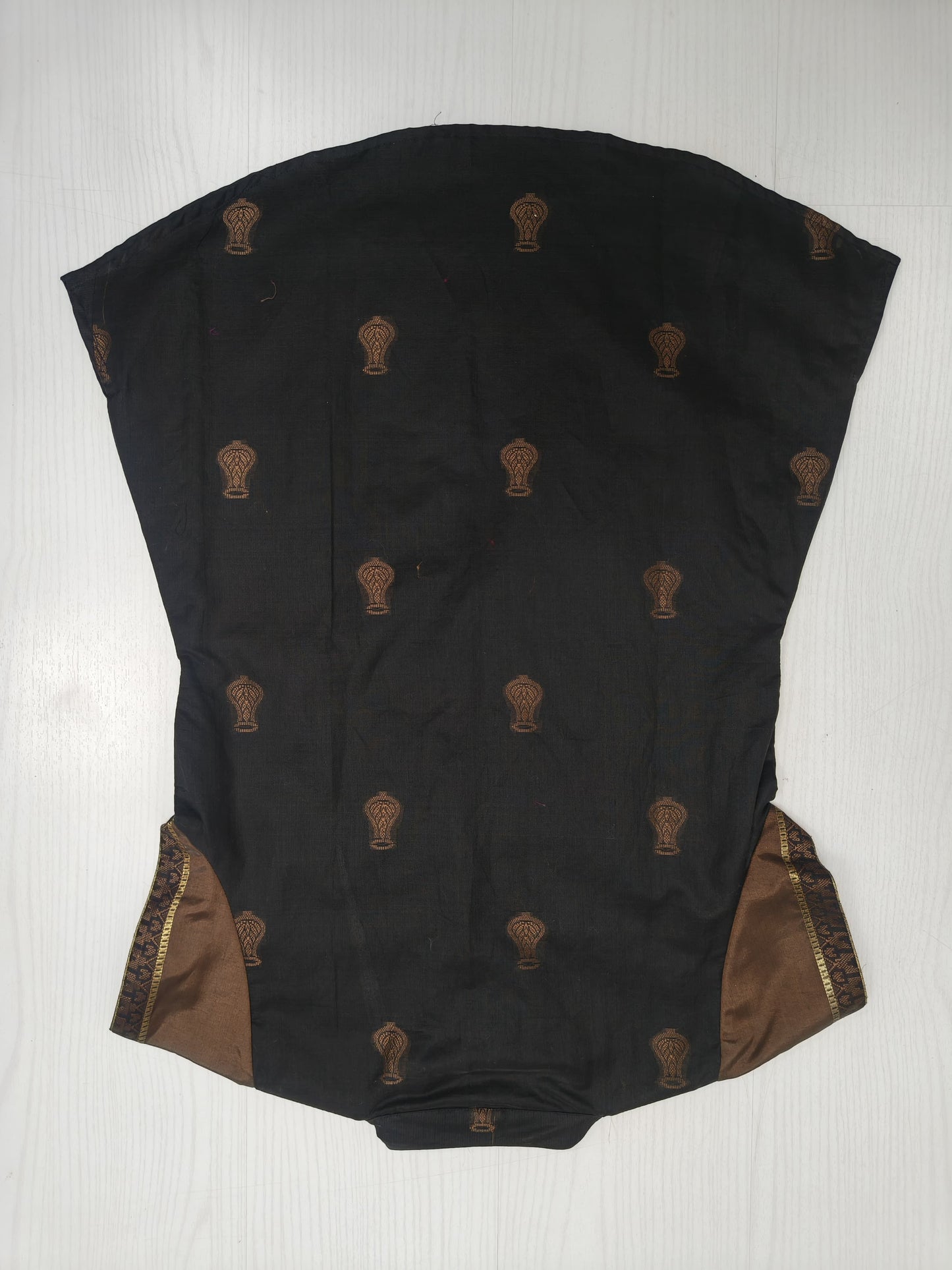 Black & Brown Cotton Kurti with Golden Accents